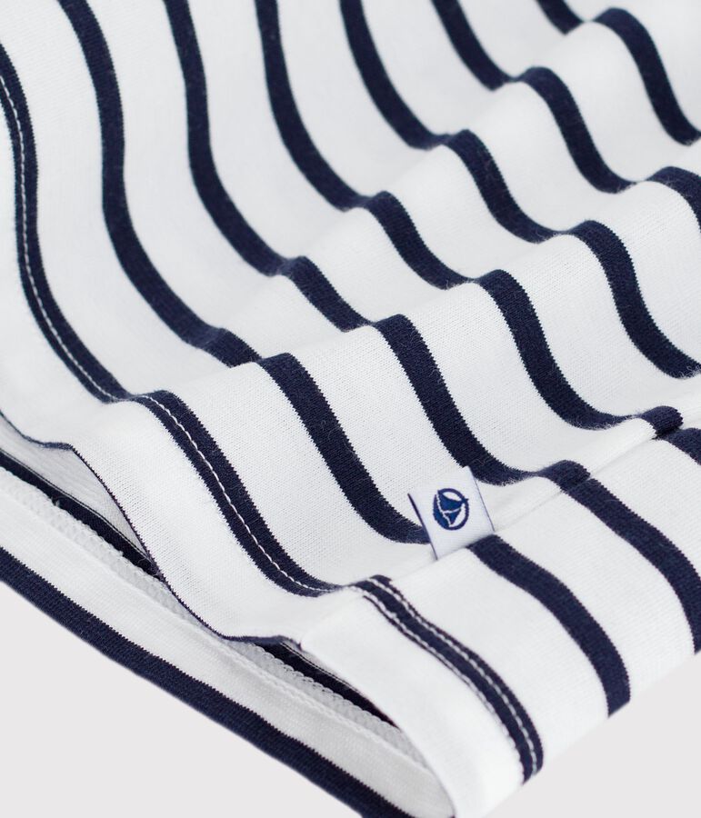 Abito senza maniche in cotone a righe neonata blu SOIR/ MARSHMALLOW