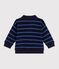 Felpa in cotone a righe con colletto tipo polo neonato blu/multicolore