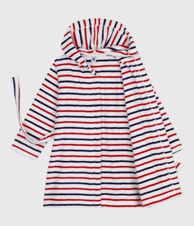 Accappatoio bambino in spugna di cotone a righe bianco/multicolore