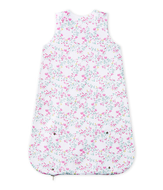 Sacco nanna bebè bambina reversibile bianco ECUME/bianco MULTICO