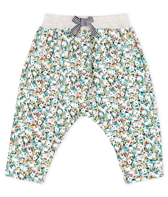 Pantalone bebè femmina in molleton fantasia grigio BELUGA/bianco MULTICO CN