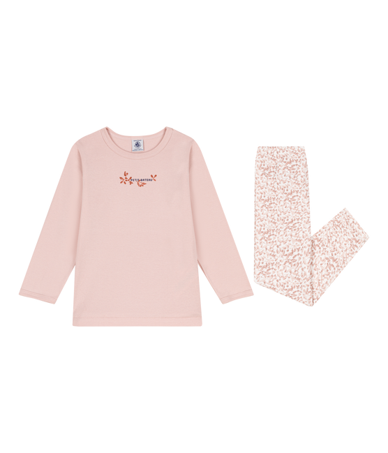 Pigiama bambino in cotone rosa SALINE/bianco MULTICO