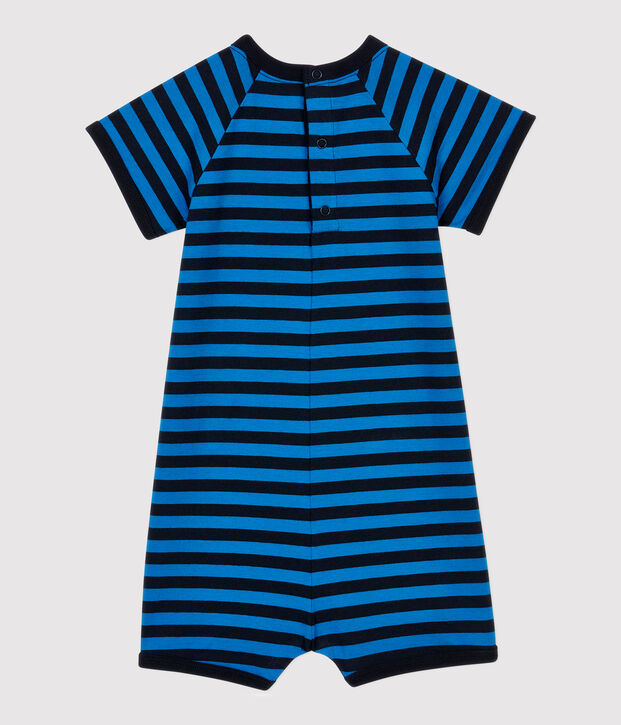 Tutina corta in cotone beb&egrave;. blu/blu