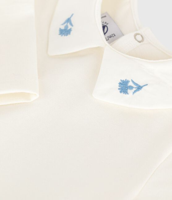 Blusa a maniche lunghe in cotone con colletto ricamato neonato bianco MARSHMALLOW