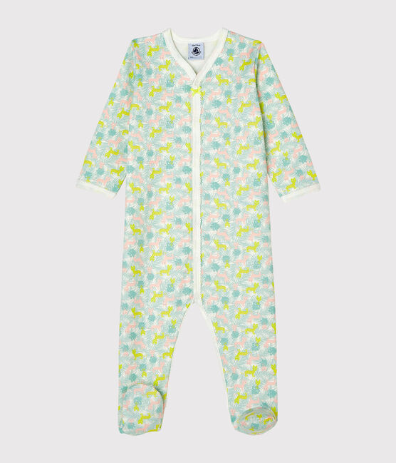 Tutina pigiama bebè femmina in molleton bianco MARSHMALLOW/bianco MULTICO