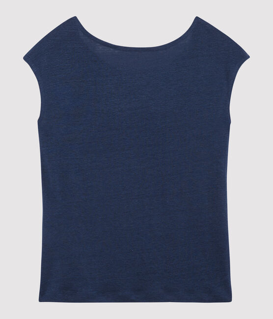 T-shirt in lino tinta unita Donna blu MEDIEVAL