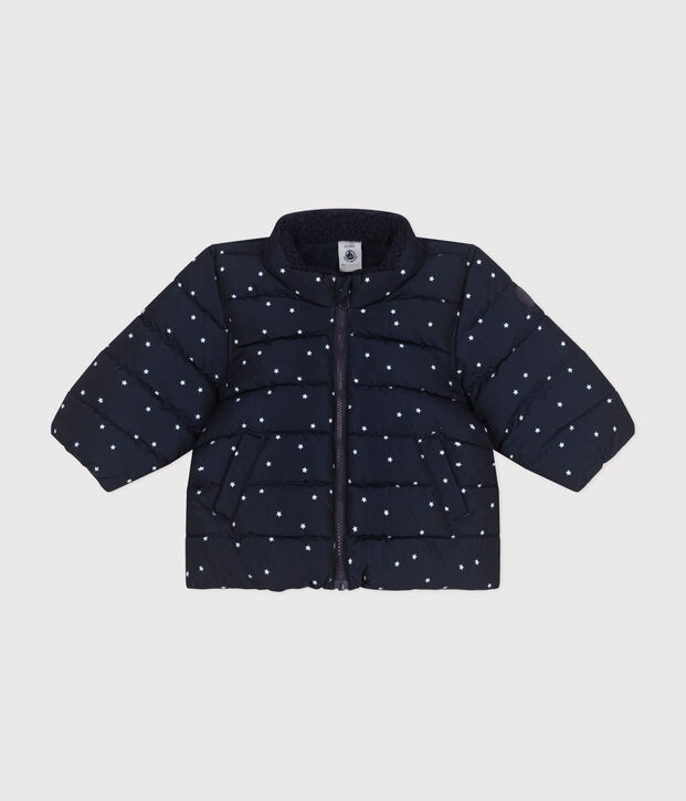 Piumino con stampa e cappuccio retraibile neonato blu/bianco