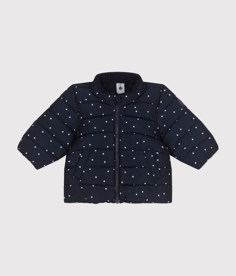 Piumino con stampa e cappuccio retraibile neonato blu/bianco