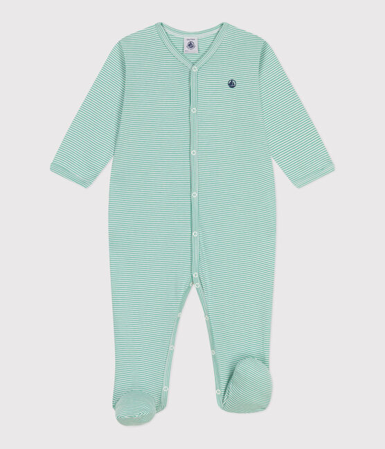Pigiama in cotone a righe neonato verde ALOEVERA