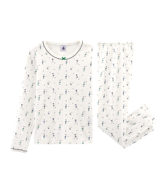 Pigiama bambina a costine bianco MARSHMALLOW/bianco MULTICO