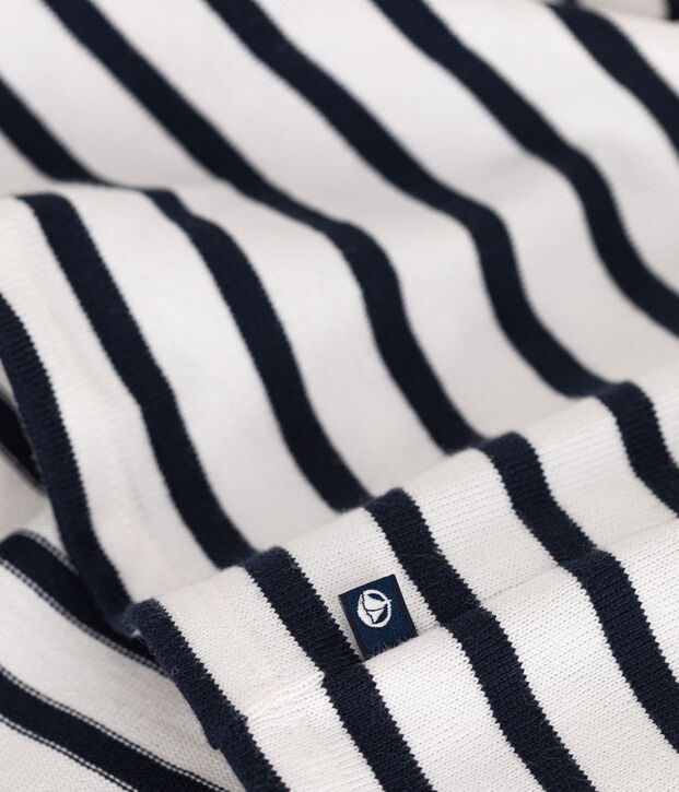 Abito a manica lunga in jersey spesso per beb&egrave; bianco/blu