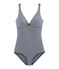 Body senza maniche donna in jersey extrafine blu ABYSSE/bianco LAIT