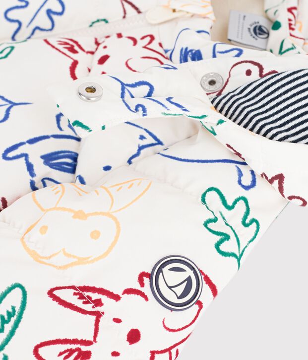 Piumino in poliestere con stampa animalier neonato ecru/multicolore