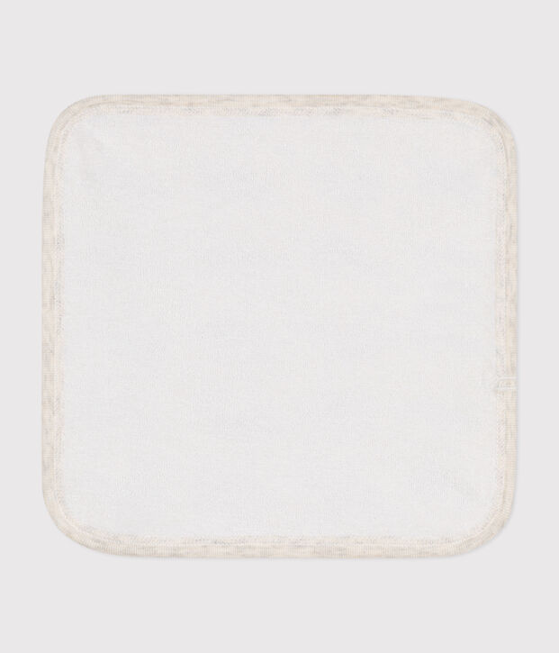 Telo in cotone e spugna con balene stampate neonato beige/blu