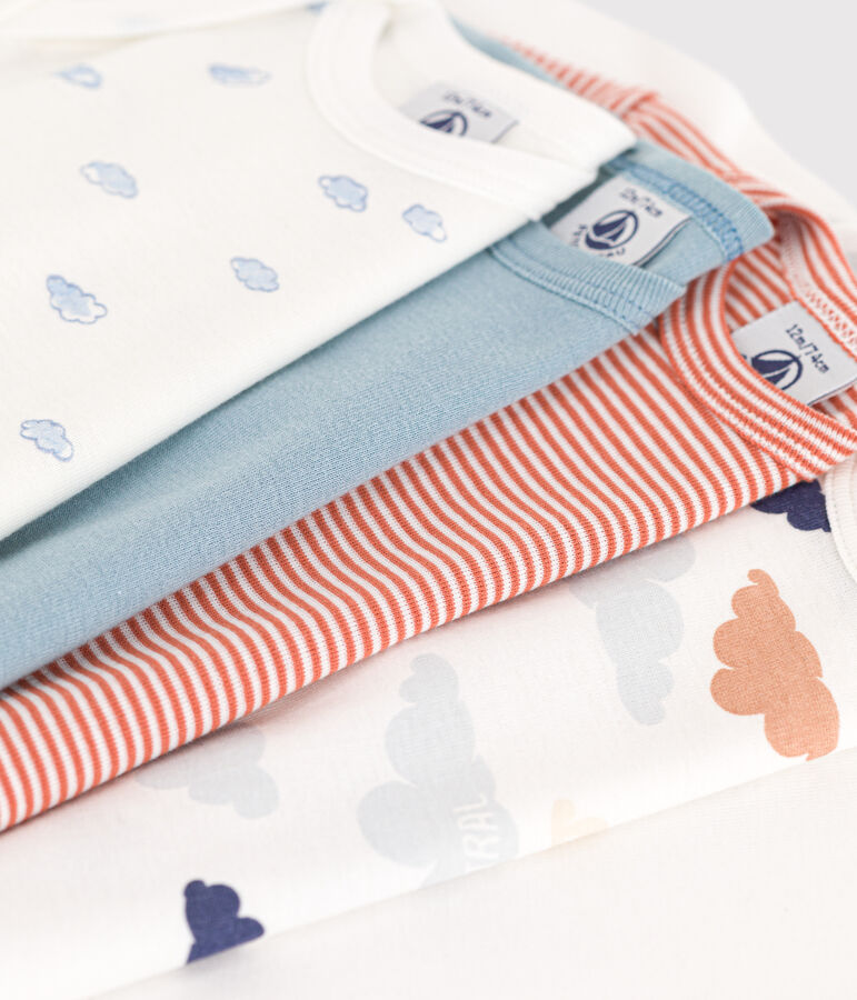 Confezione da 5 body a maniche lunghe nuvole in cotone multicolore