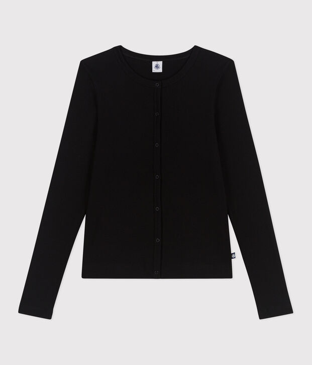 Cardigan in cotone tinta unita donna nero