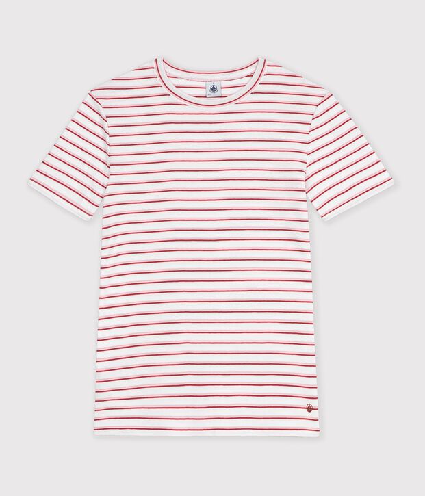 T-shirt a maniche corte in cotone a righe donna bianco/rosso