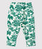 Pantaloni bebè in molleton con motivo vegetale bianco MARSHMALLOW/verde GAZON