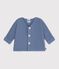 Cardigan in maglia di cotone a punto legaccio tinta unita neonato blu