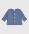 Cardigan in maglia di cotone a punto legaccio tinta unita neonato blu