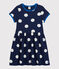 Abito bambina a maniche corte in cotone blu MEDIEVAL/bianco MARSHMALLOW