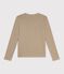 T-shirt a maniche lunghe in cotone tinta unita donna beige