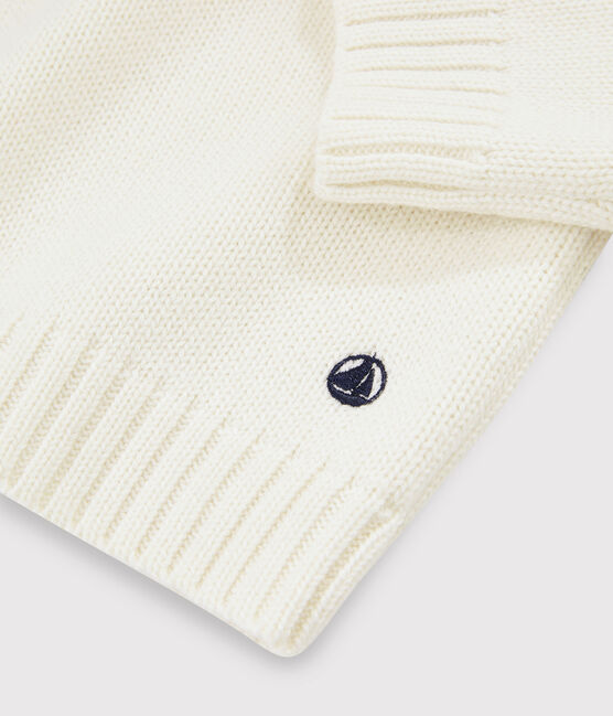 Pullover in lana e cotone bambino bianco MARSHMALLOW/bianco MULTICO
