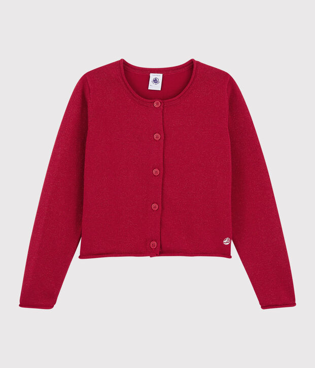 Cardigan in cotone bambina rosso