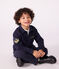 Felpa stile polo in cotone tinta unita bambino blu SMOKING