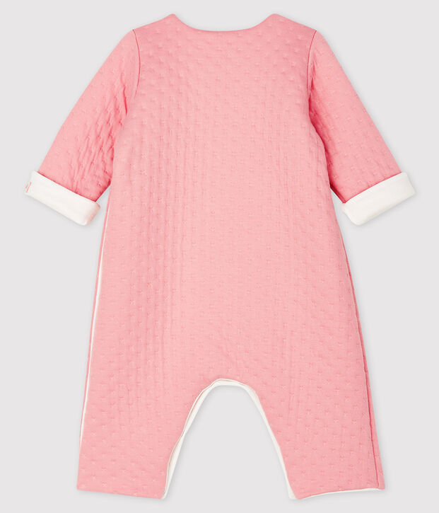 Tutina lunga beb&egrave; in tubique trapuntato rosa