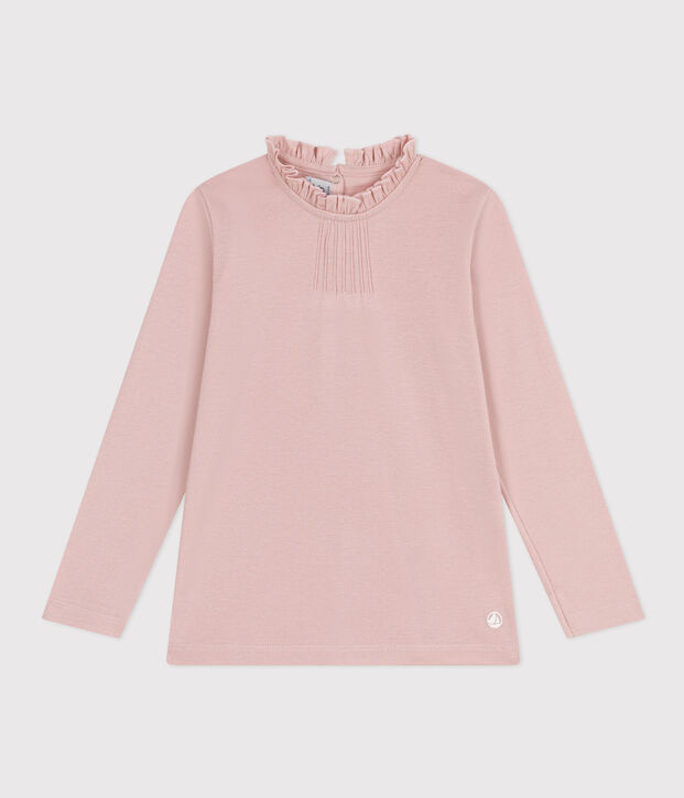 T-shirt maniche lunghe in cotone bambina rosa