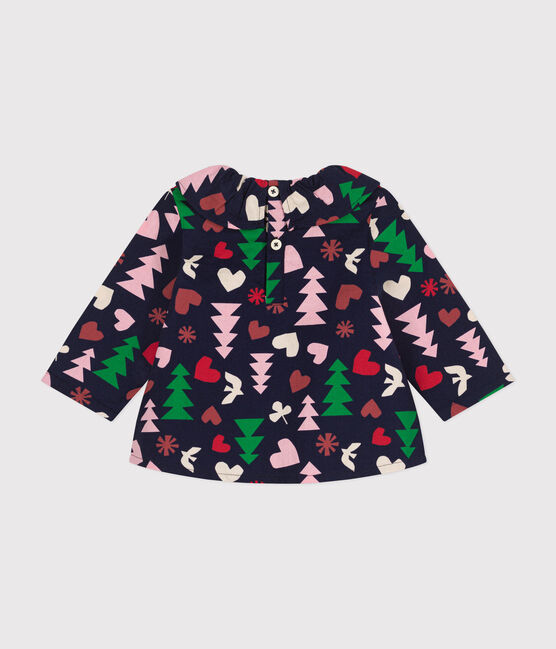 Blusa in flanella neonato blu SMOKING/bianco MULTICO