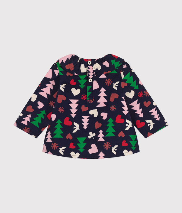 Blusa in flanella neonato blu/multicolore