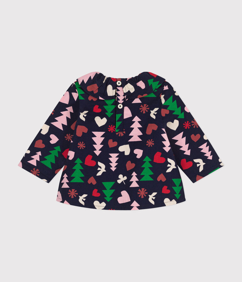 Blusa in flanella neonato blu/multicolore