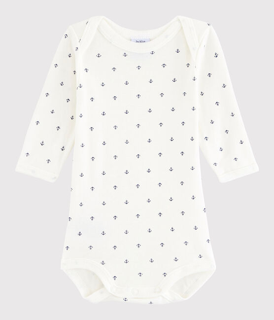 Body manica lunga bebè maschietto bianco LAIT/blu MEDIEVAL