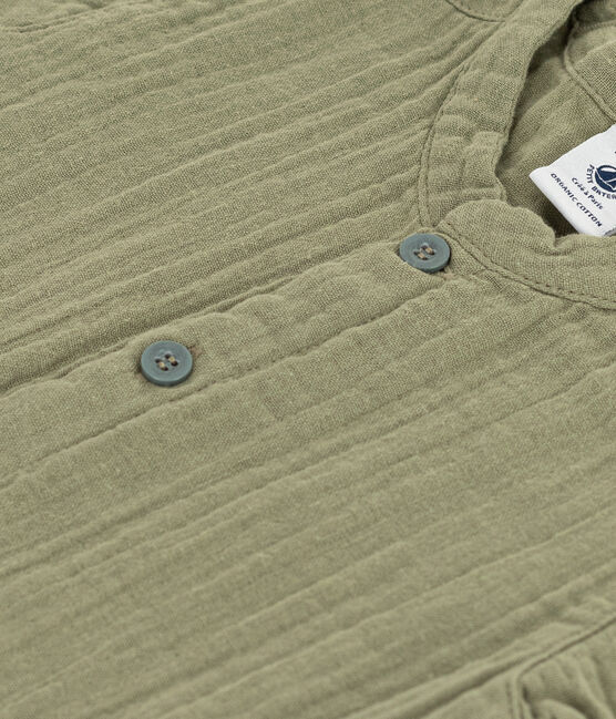 Camicia a manica corta bebè in garza di cotone verde MARECAGE