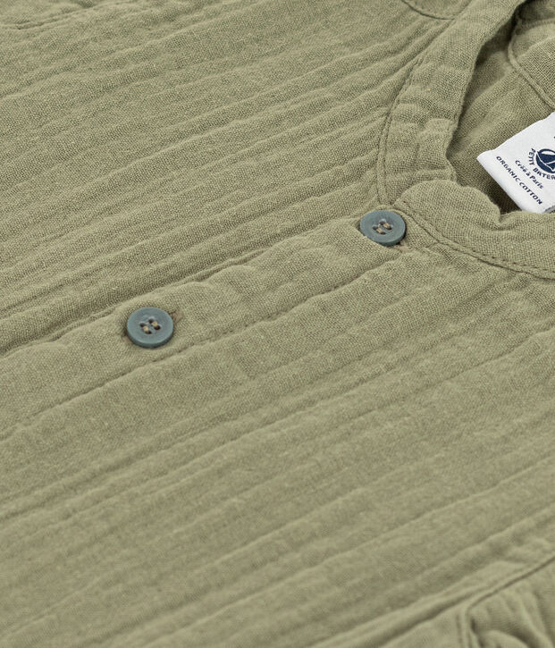 Camicia a manica corta beb&egrave; in garza di cotone verde