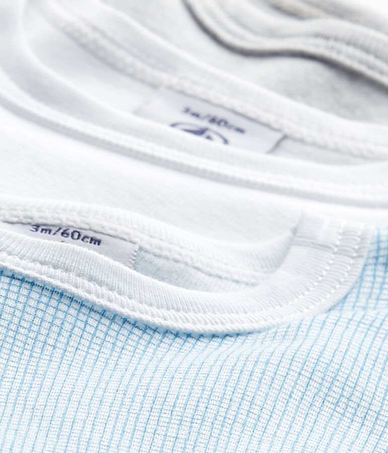 Lotto di 3 bodies per beb&eacute; maschio smanicati bianco