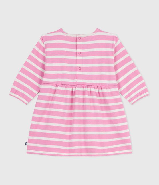 Abito a maniche lunghe in cotone a righe neonata rosa BOUDOIR/ MILK