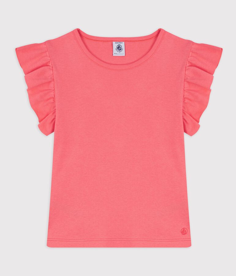 T-shirt a maniche corte in cotone tinta unita bambino rosa