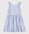 Abito bambina a righe in popeline BLEU/ MARSHMALLOW/ ARGENT