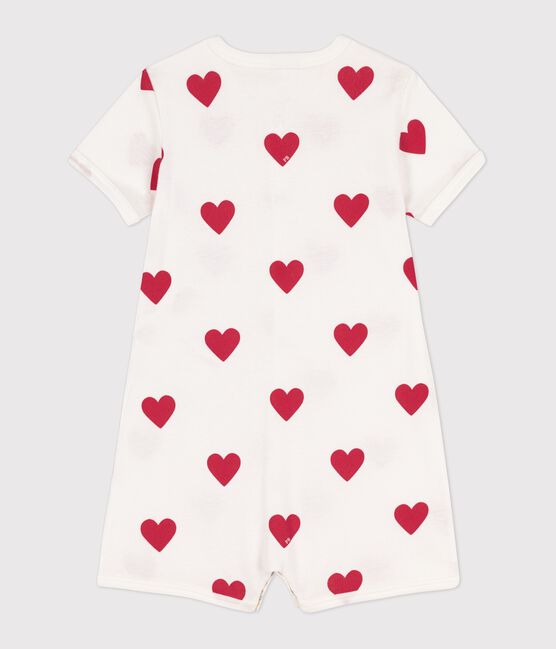 Tutina corta cuore bebè in cotone bianco MARSHMALLOW/rosso TERKUIT