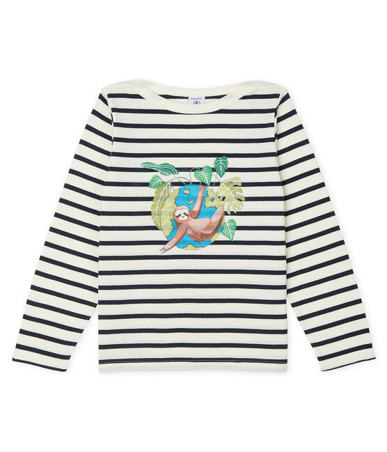 Marinière bambino unisex beige COQUILLE/blu SMOKING