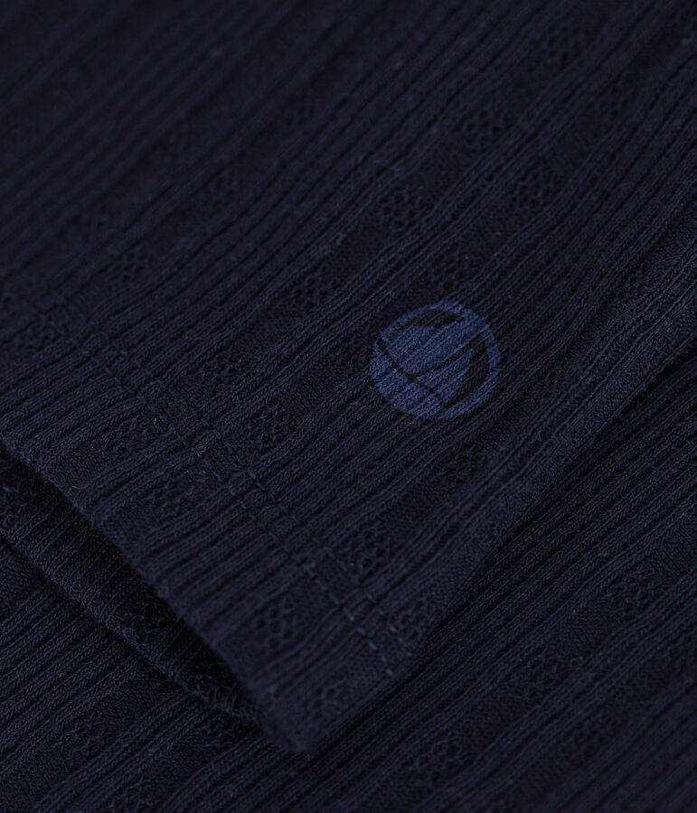 T-shirt L'Iconique donna in cotone fantasia con collo a lupetto blu