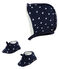 Lotto di cuffietta e scarpine bebé femmina blu SMOKING/bianco MARSHMALLOW