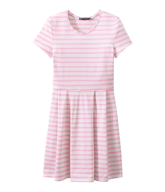 ABITO MANICHE CORTE bianco MARSHMALLOW/rosa BABYLONE