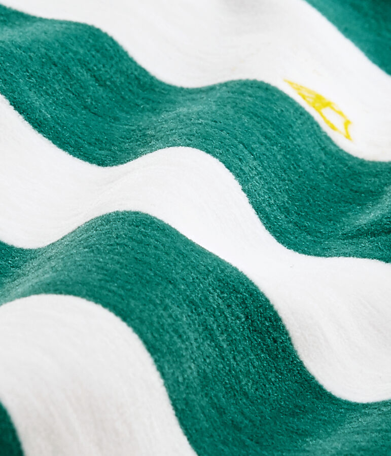 Tutina per beb&egrave; bambino in velluto a righe verde/bianco