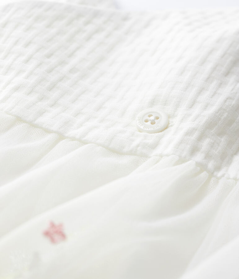 Abito da cerimonia con tulle ricamato beb&egrave; femmina bianco/multicolore