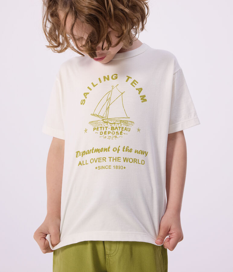 T-shirt a maniche corte in cotone bambina bianco MARSHMALLOW