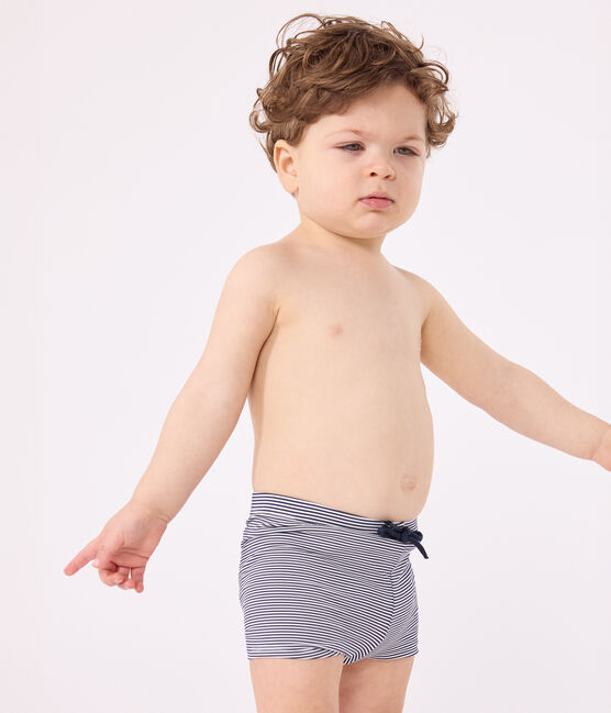 Shorts da bagno bebè blu MEDIEVAL/bianco MARSHMALLOW